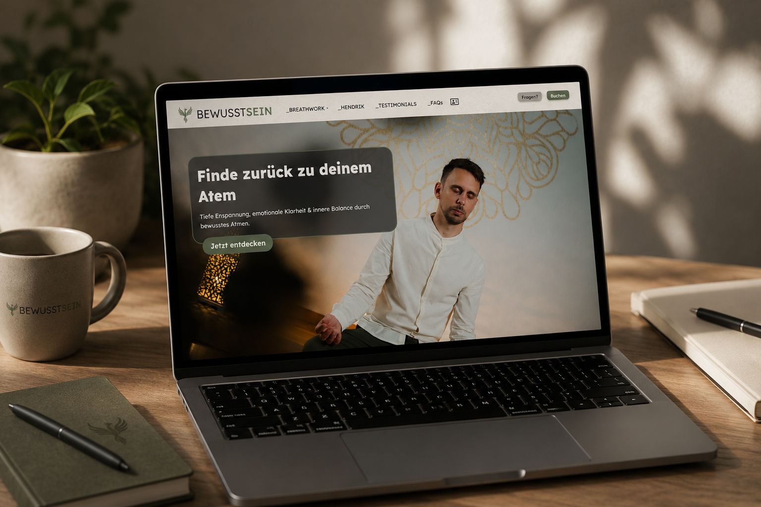 BewusstSein Website auf einem Laptop
